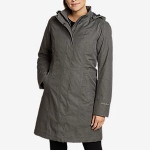 Eddie Bauer Weatheredge Raincoat Parka - Women’s Size Large - Heather Grey
